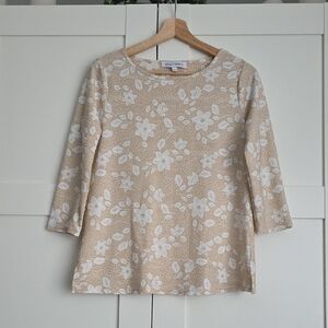 Emily Daniels Beige and White Floral Top